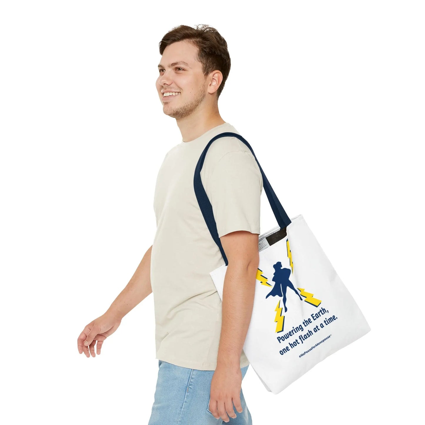 "Hot Flash Powering the Earth" Tote Bag Printify