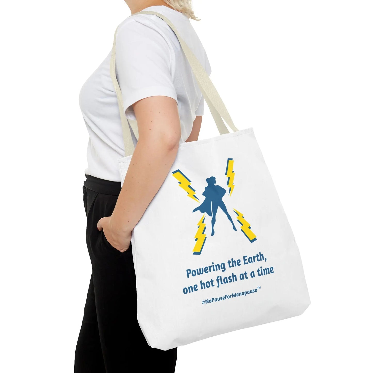 "Hot Flash Powering the Earth" Tote Bag - #NoPauseForMenopause