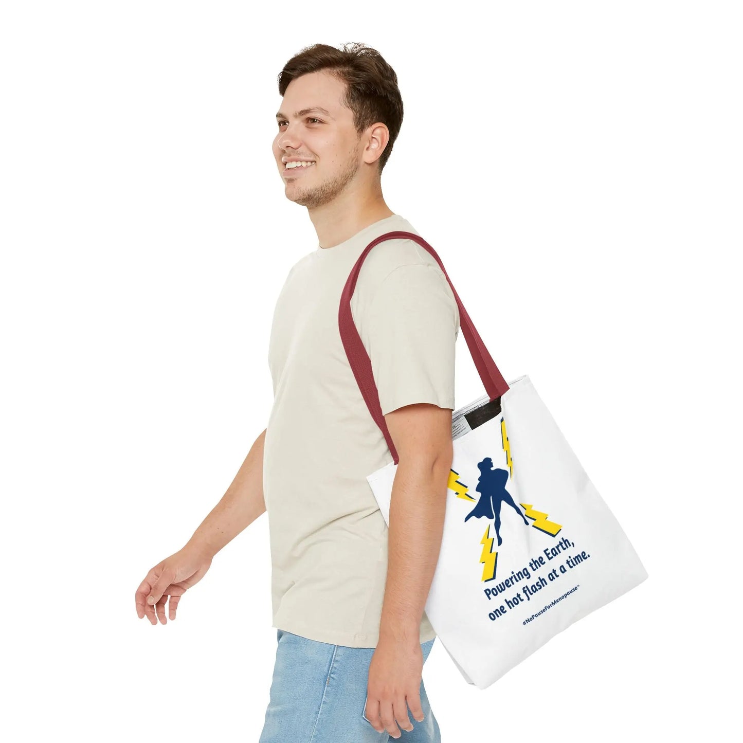 "Hot Flash Powering the Earth" Tote Bag Printify
