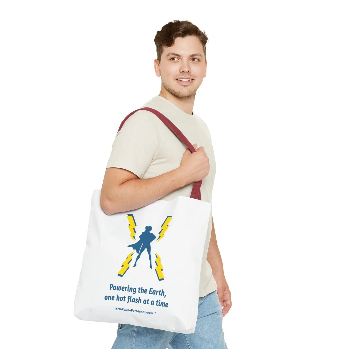 "Hot Flash Powering the Earth" Tote Bag - #NoPauseForMenopause