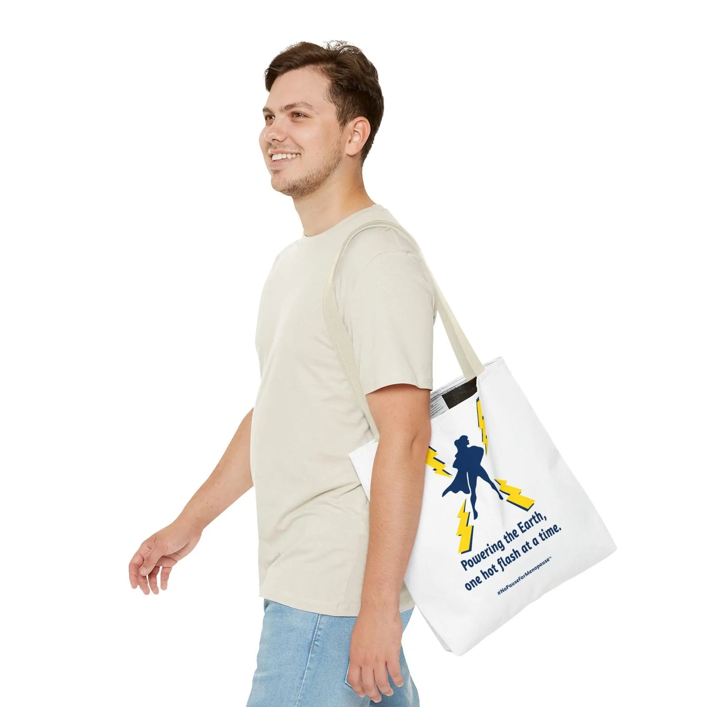 "Hot Flash Powering the Earth" Tote Bag Printify