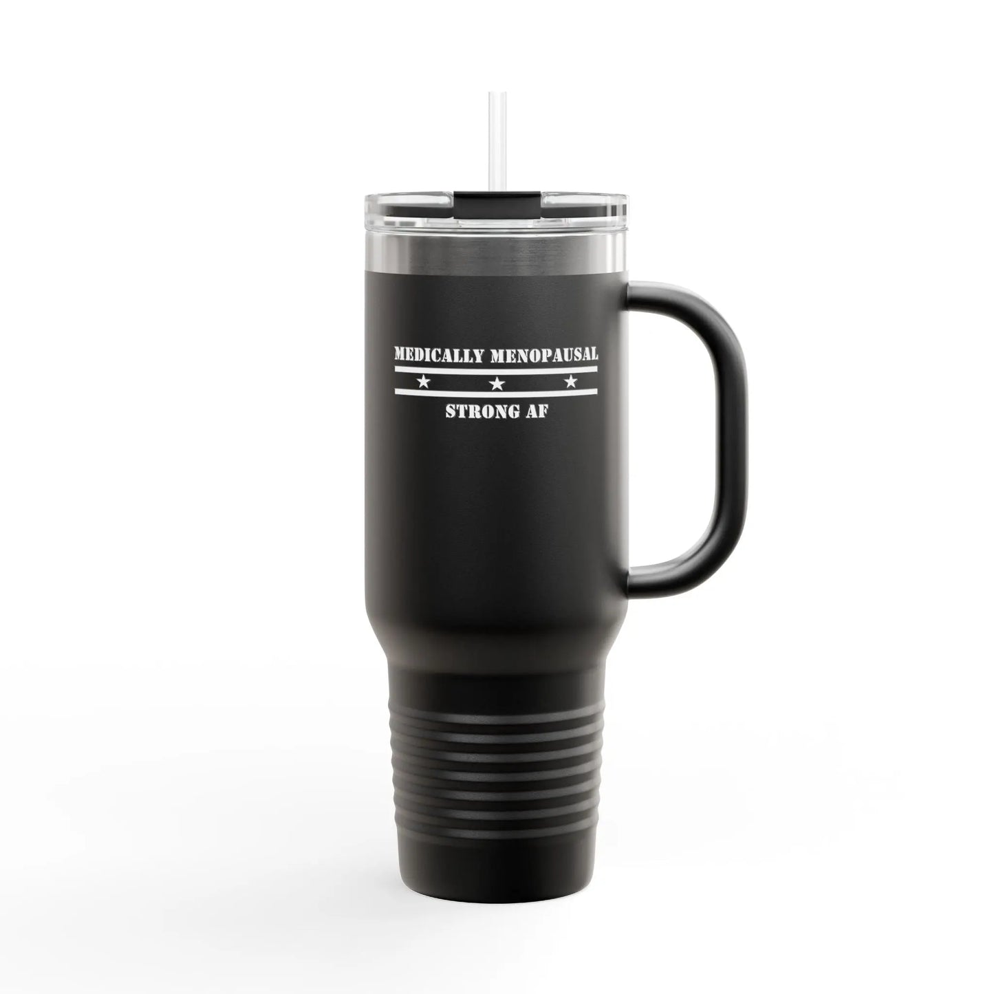 "Medically Menopausal: Strong AF" Travel Mug Printify