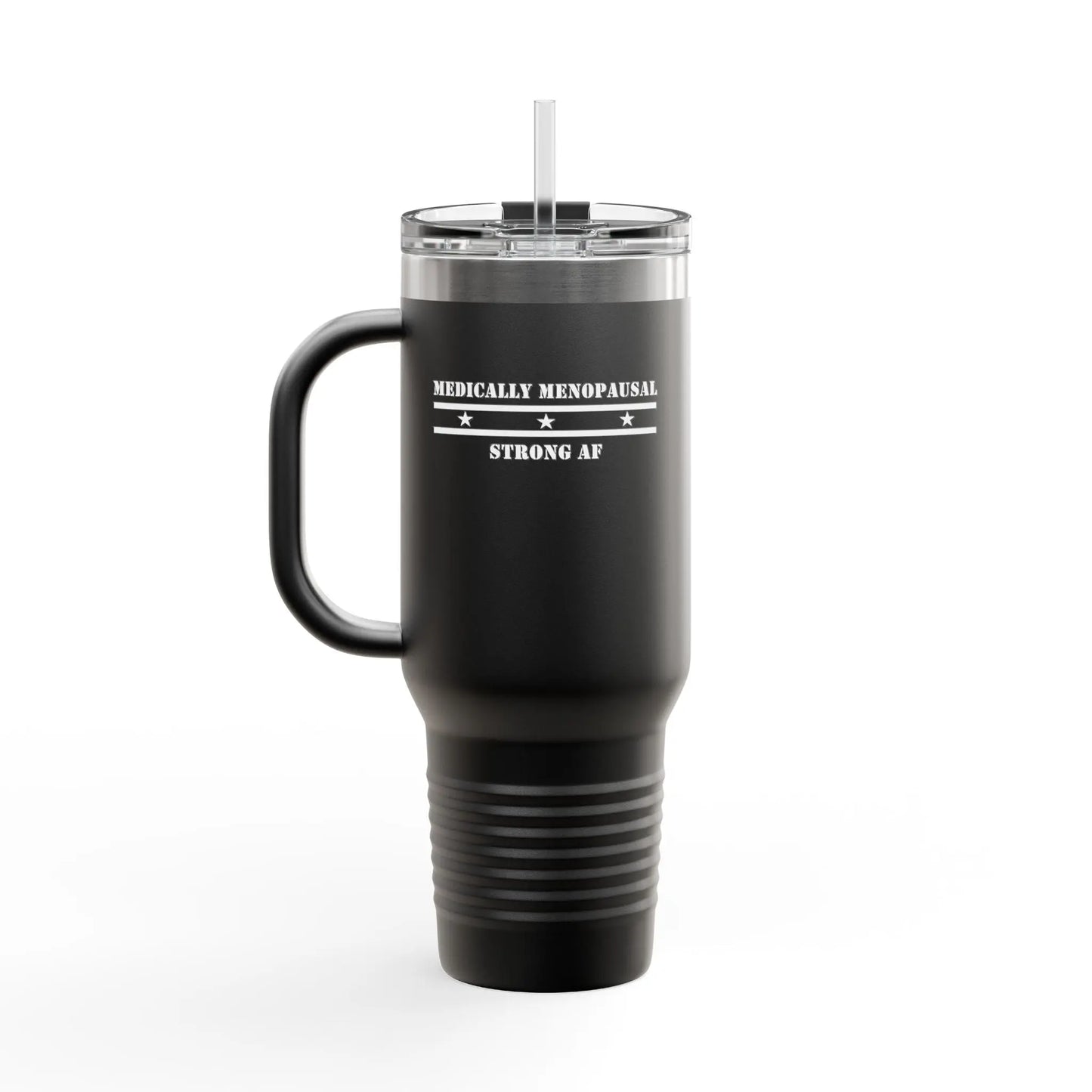 "Medically Menopausal: Strong AF" Travel Mug Printify