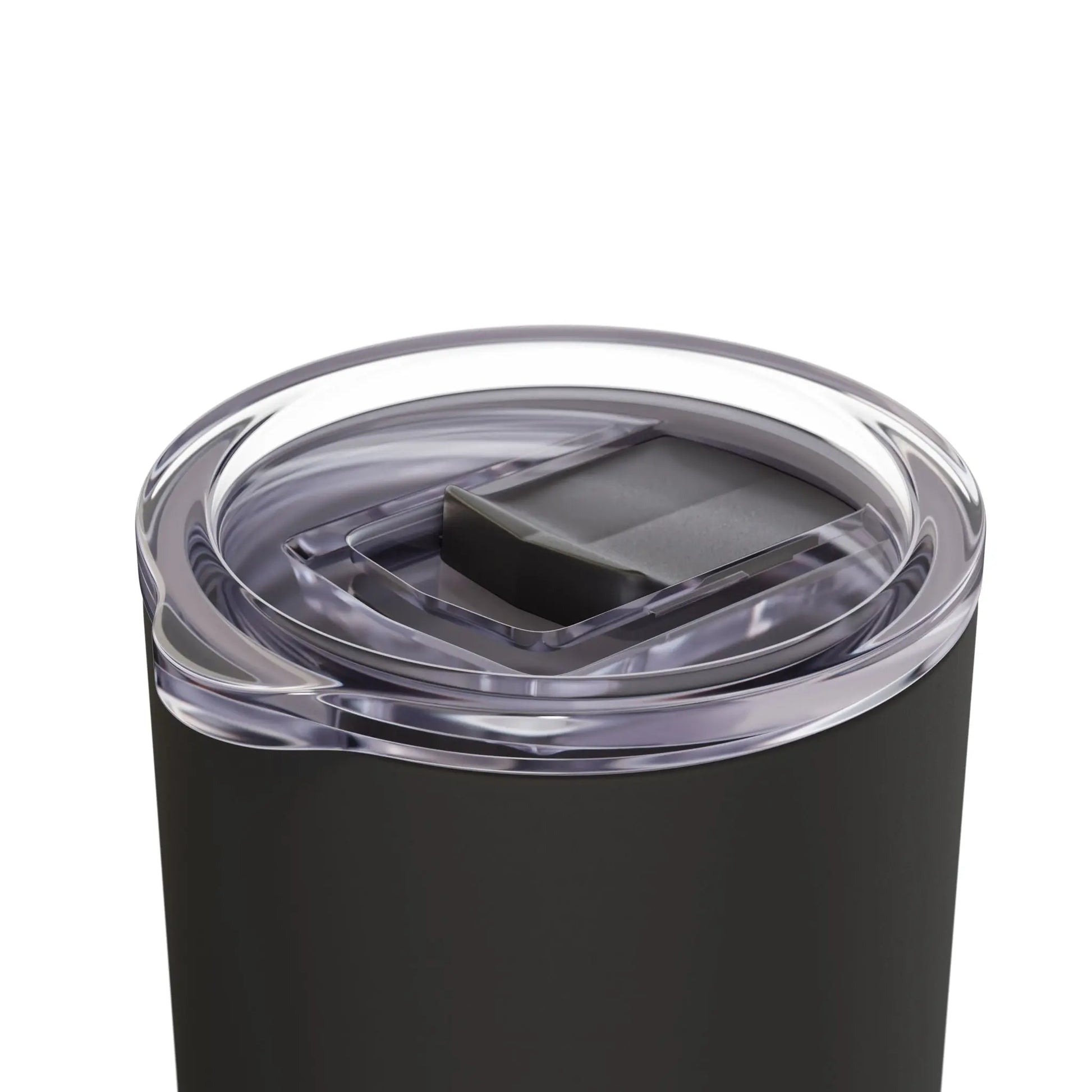 Close-Up View of "Postmenopausal" Skinny Tumbler with Straw (Color: Black) - #NoPauseForMenopause