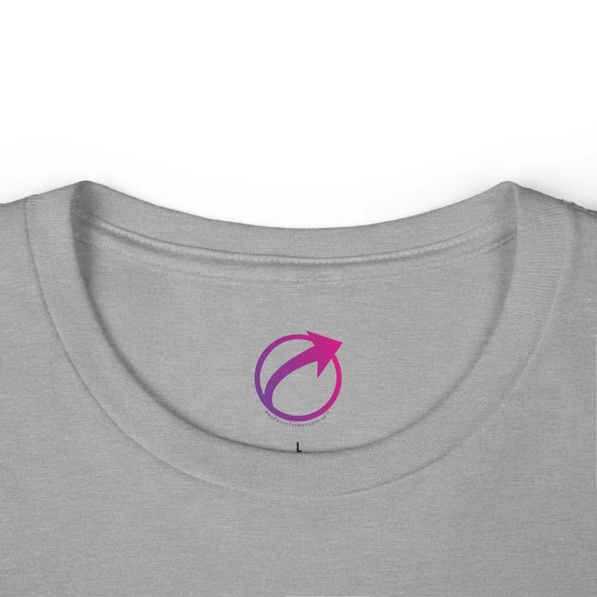 Neck Label for Perimenopause "Ride This Ride" Tee (Color: Athletic Gray) - #NoPauseForMenopause