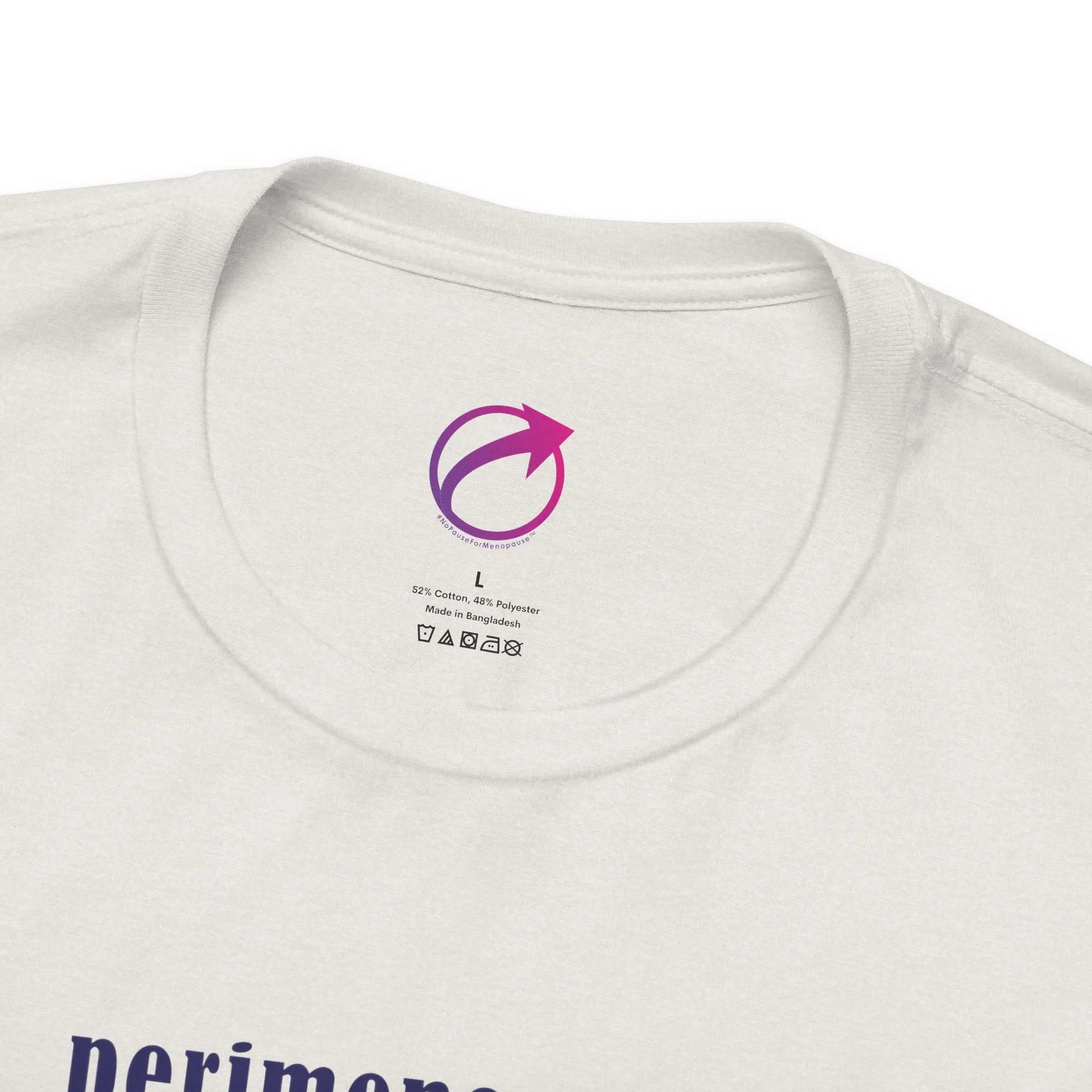 Neck Label for Perimenopause "Ride this Ride" Unisex Tee (Color: Beige) - #NoPauseForMenopause