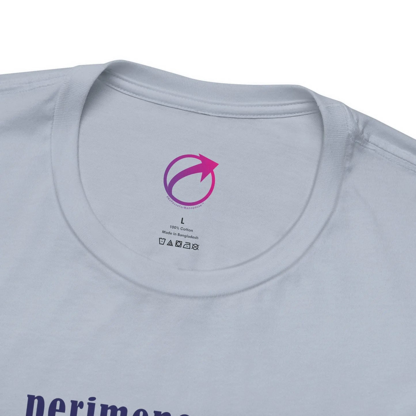 Neck Label for Perimenopause "Ride this Ride" Unisex Tee (Color: Steel Blue) - #NoPauseForMenopause