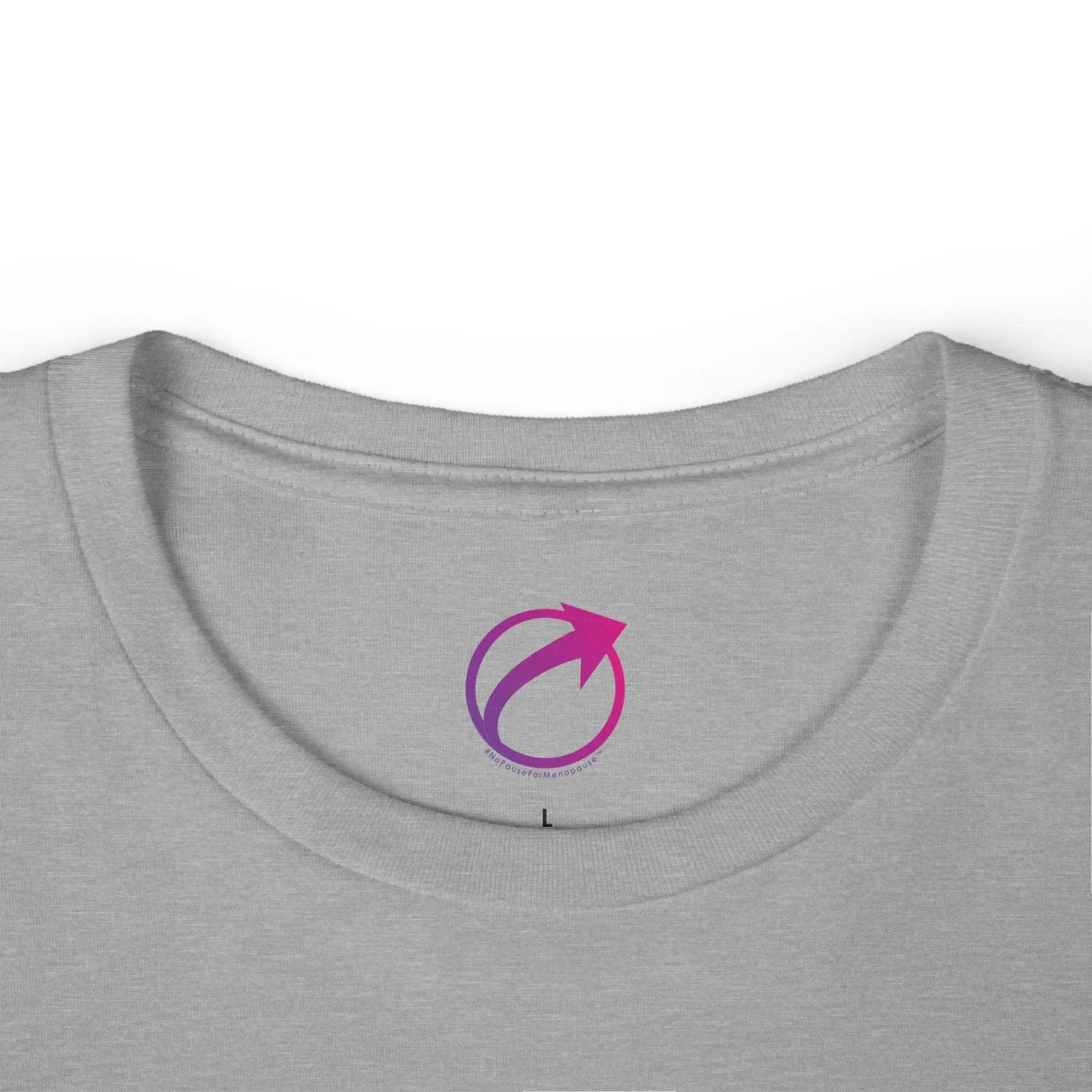 Neck Label for "Perimenopause Is Hot" Tee (Color: Athletic Gray) - #NoPauseForMenopause