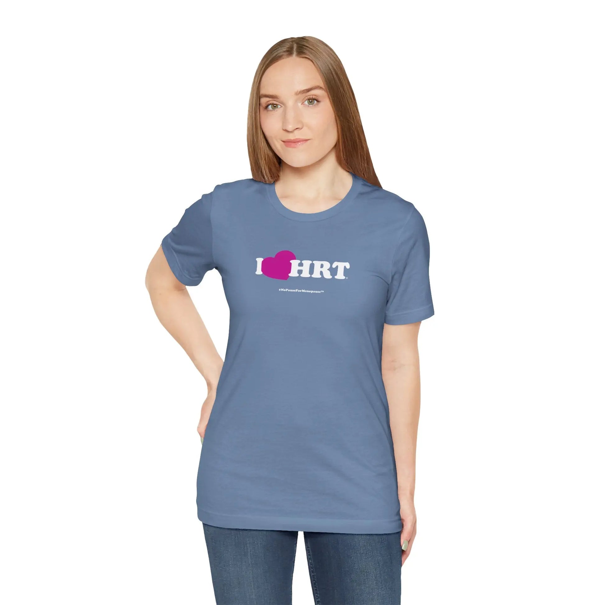 "I Heart HRT" Unisex Tee (Linear) - #NoPauseForMenopause