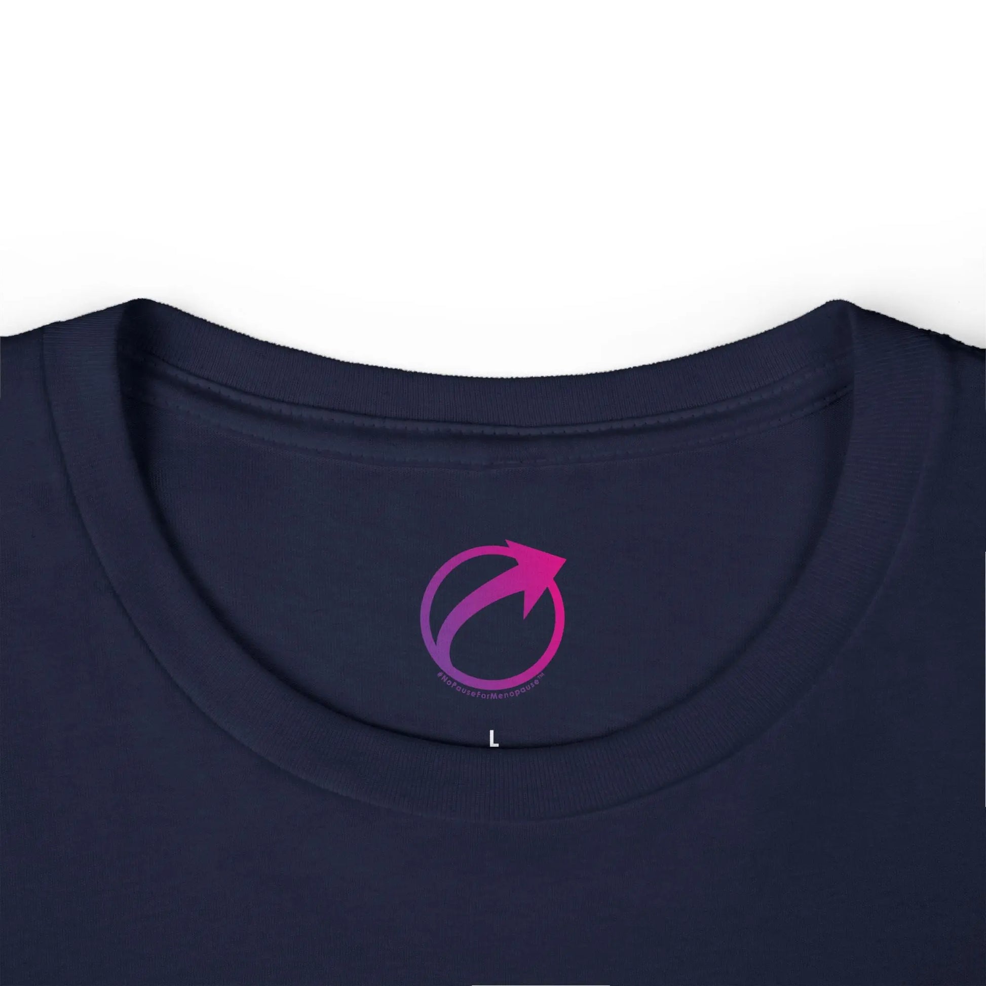 Neck Label for Navy Blue "Top of My Game" Tee - #NoPauseForMenopause