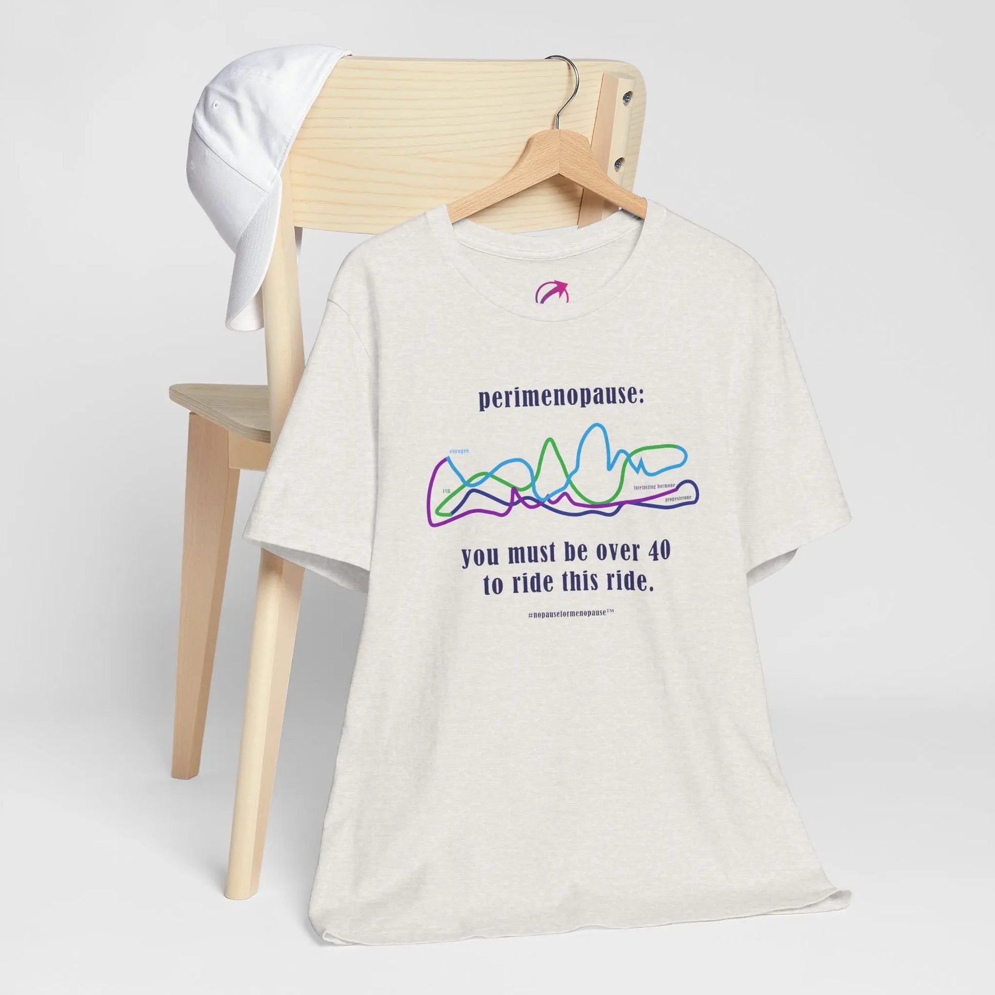 Perimenopause "Ride this Ride" Unisex Tee (Color: Beige) - #NoPauseForMenopause