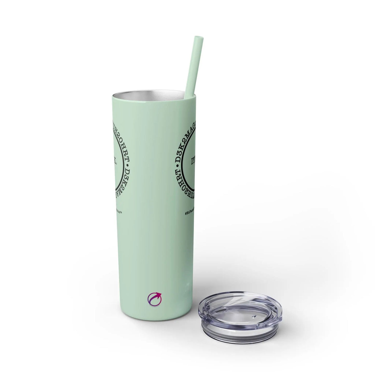 Side View - "IYKYK" Skinny Tumbler with Straw (Mint Green) - #NoPauseForMenopause