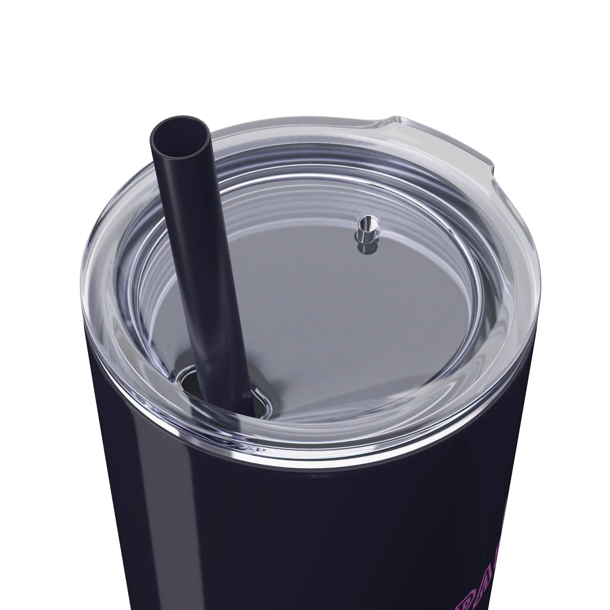 Black "Menopausal" Skinny Tumbler with Straw - #NoPauseForMenopause