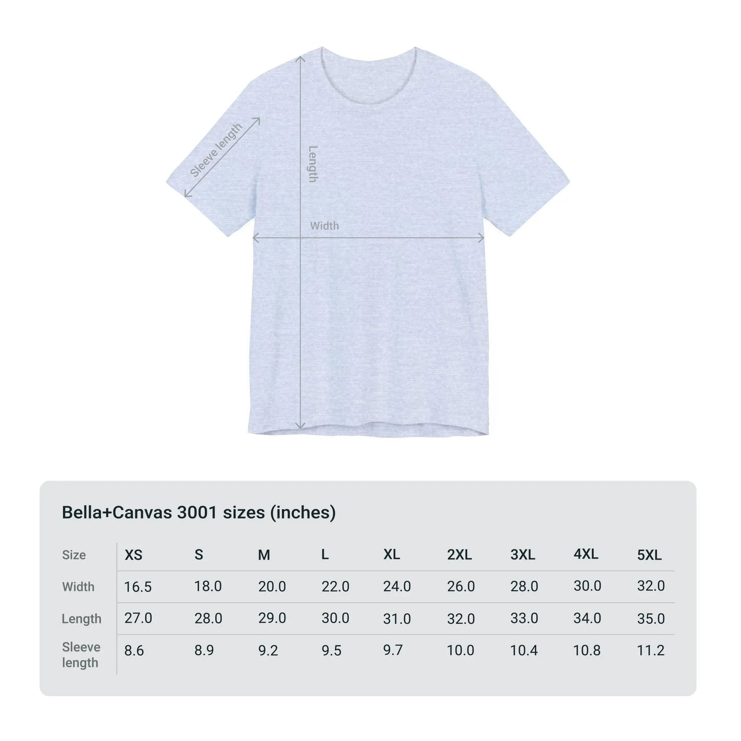 Size Chart for Perimenopause "Ride this Ride" Unisex Tee (Color: Light Blue) - #NoPauseForMenopause