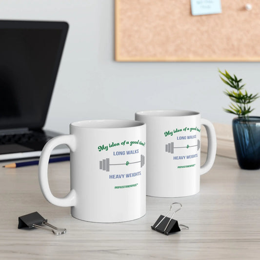 "Long Walks & Heavy Weights" Coffee Mug Printify