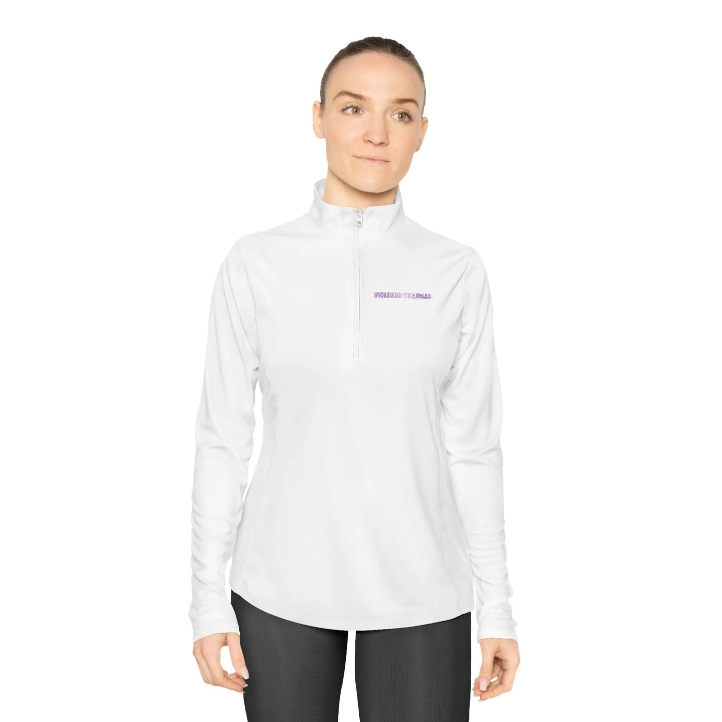 "Perimenopausal" Ladies Quarter-Zip Pullover Printify