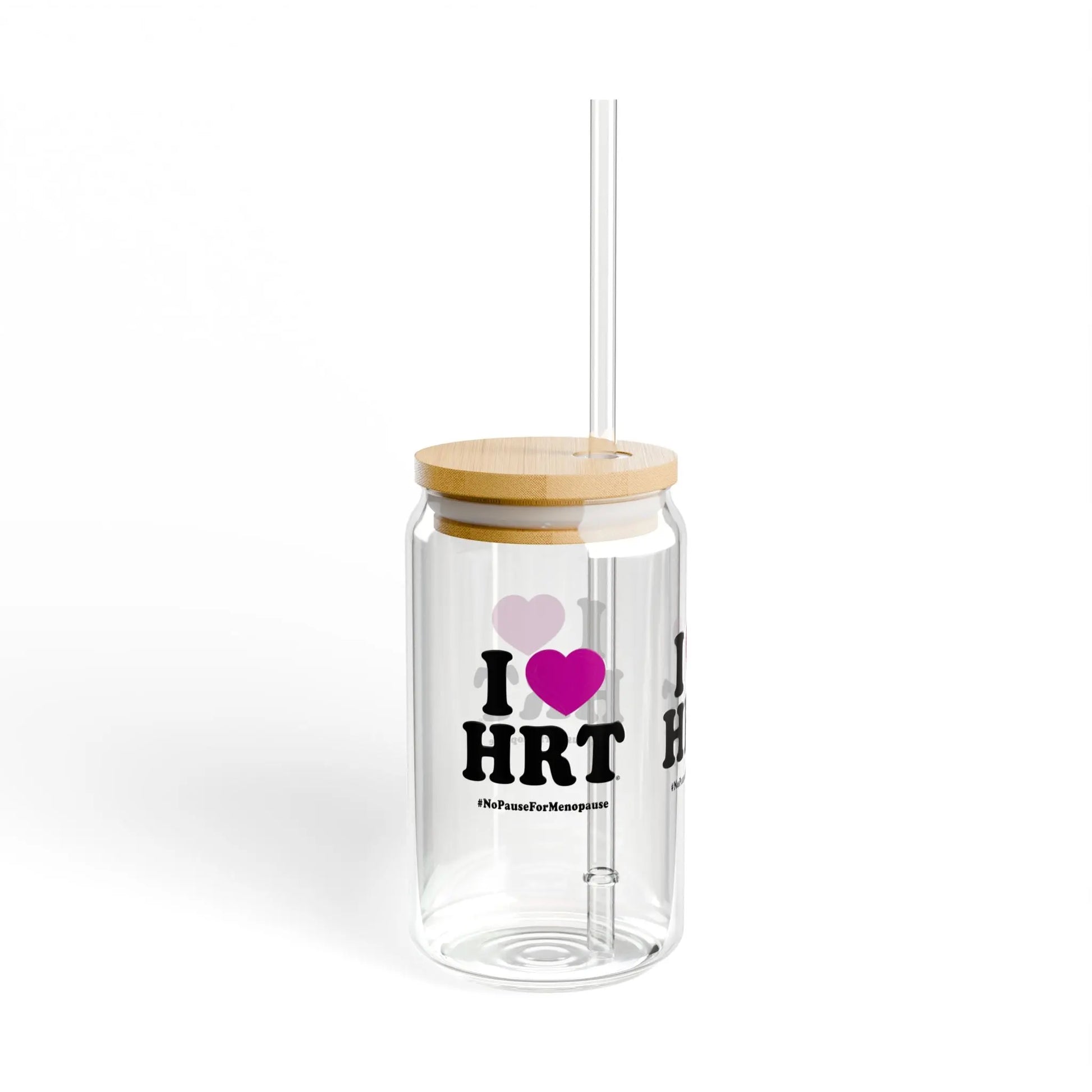 "I Heart HRT" Sipper Glass - #NoPauseForMenopause