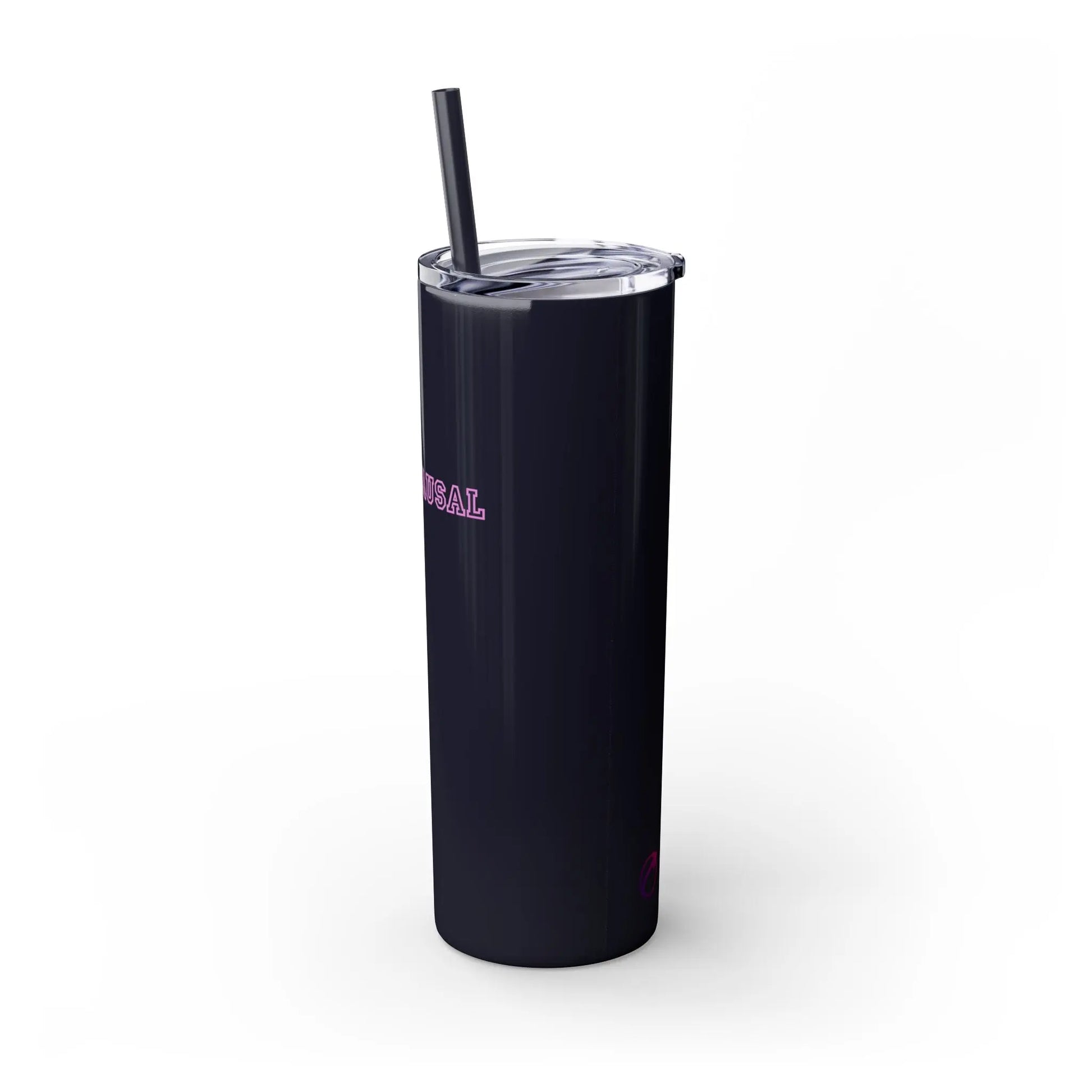 Black "Menopausal" Skinny Tumbler with Straw - #NoPauseForMenopause