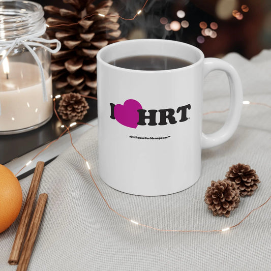 "I Heart HRT" Coffee Mug (Linear) - #NoPauseForMenopause