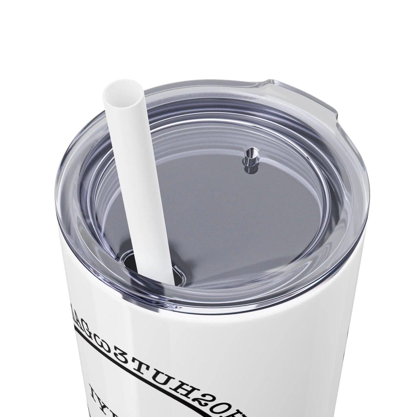 Close-Up View of Lid - "IYKYK" Skinny Tumbler with Straw (White) - #NoPauseForMenopause