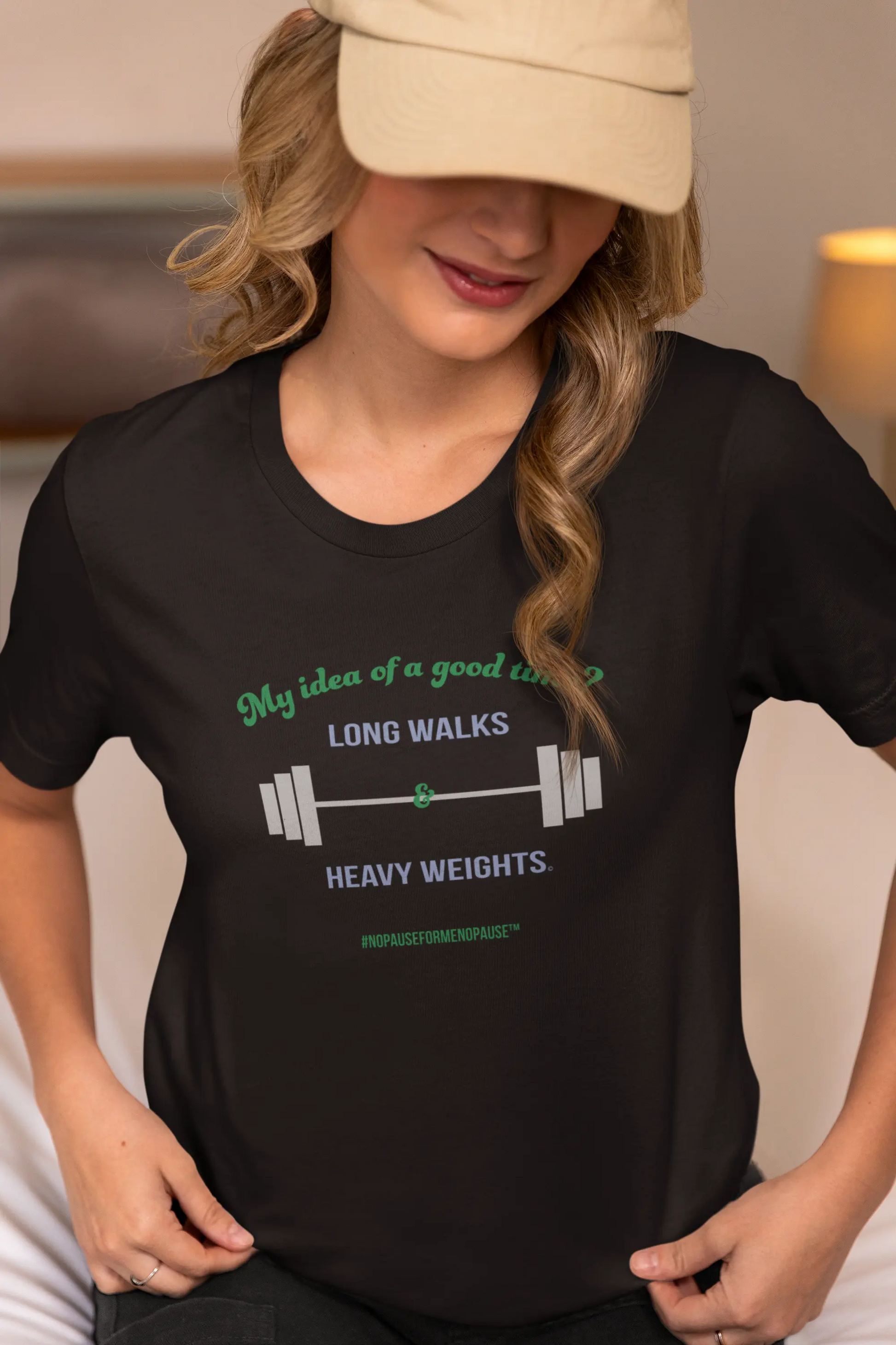 "Long Walks & Heavy Weights" Unisex Tee - #NoPauseForMenopause