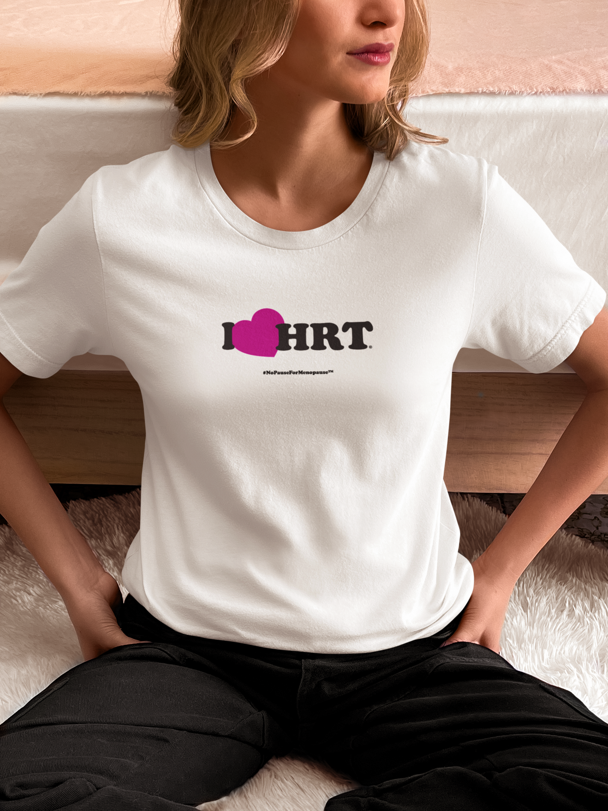 "I Heart HRT" Unisex Tee (Linear) - #NoPauseForMenopause