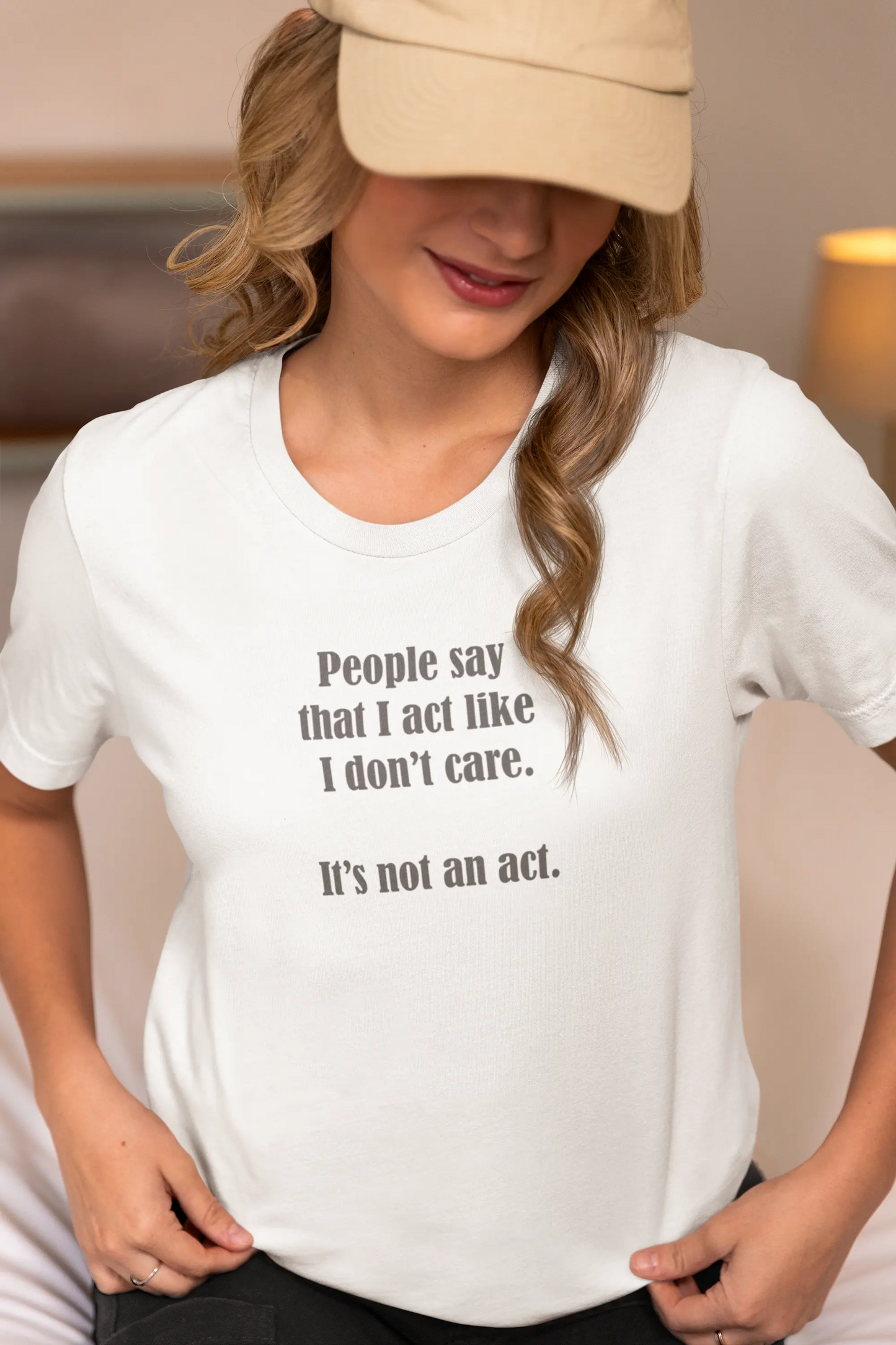 "I Don't Care" Unisex Tee (Color: White) - #NoPauseForMenopause