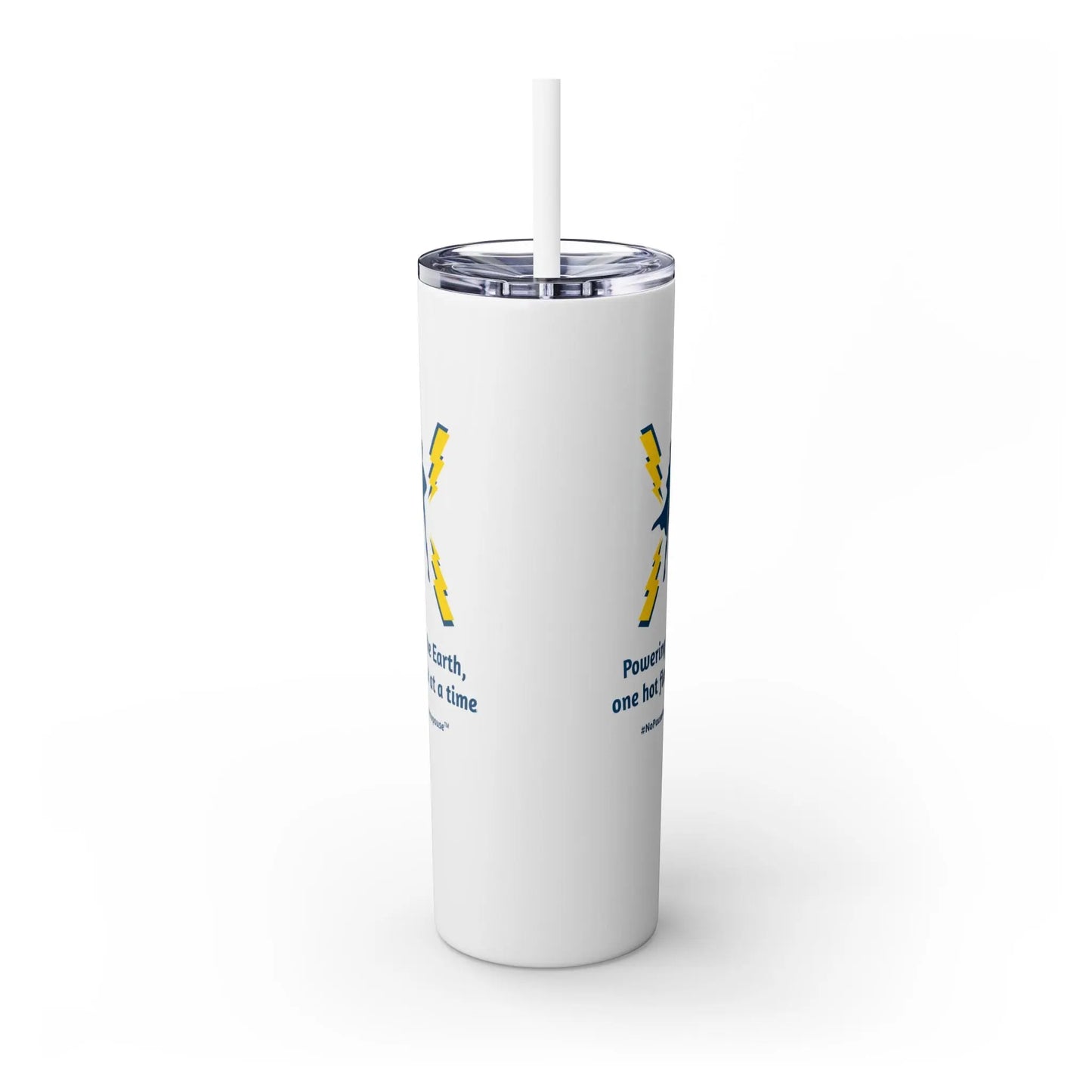 "Powering the Earth" Skinny Tumbler with Straw (20 oz.) Printify