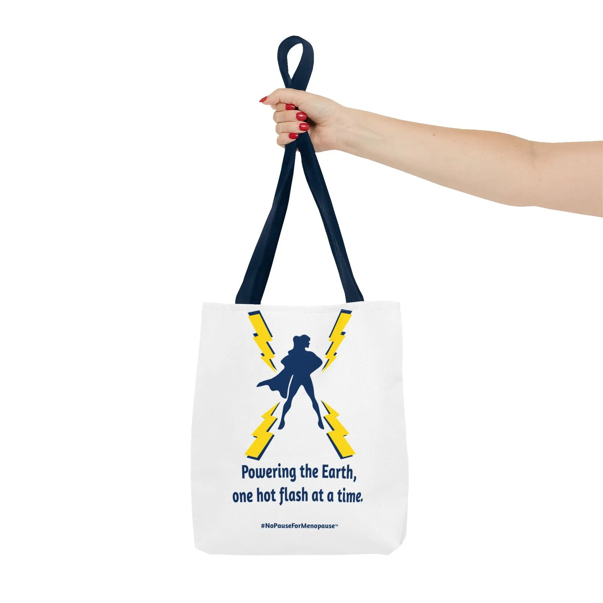 "Hot Flash Powering the Earth" Tote Bag Printify