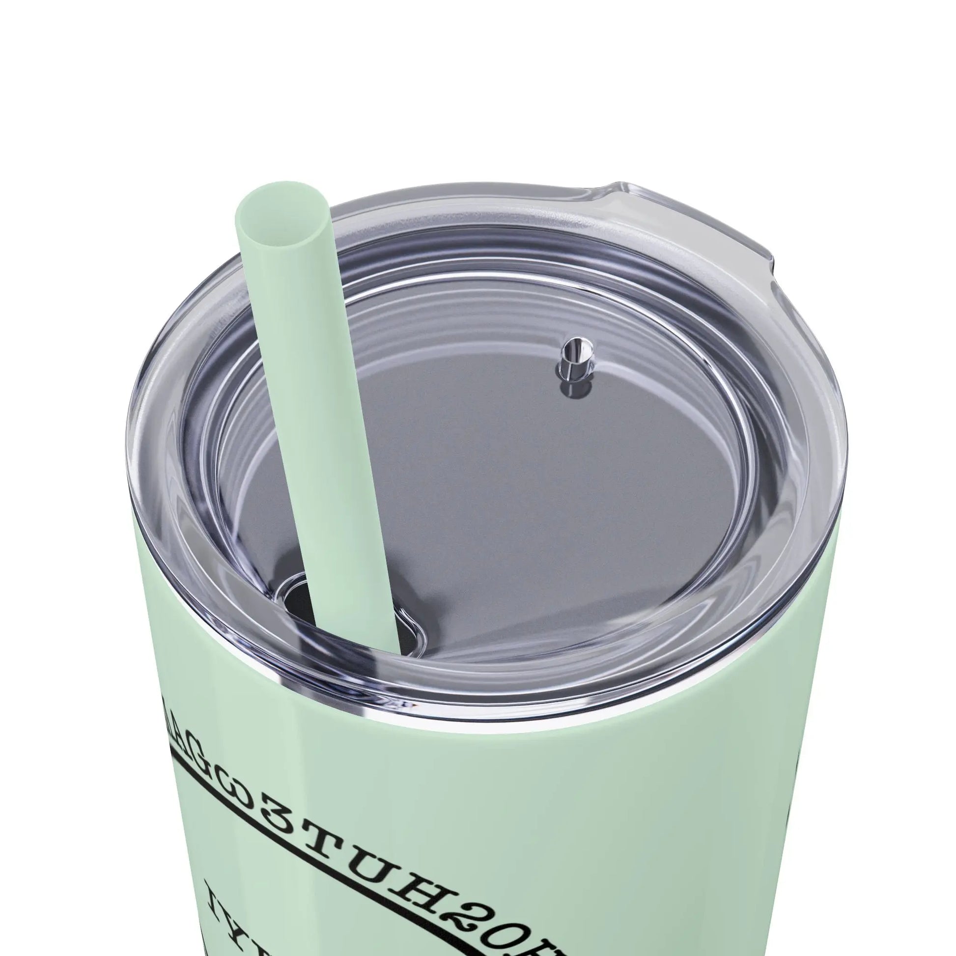 Close-Up View of Lid - "IYKYK" Skinny Tumbler with Straw (Mint Green) - #NoPauseForMenopause