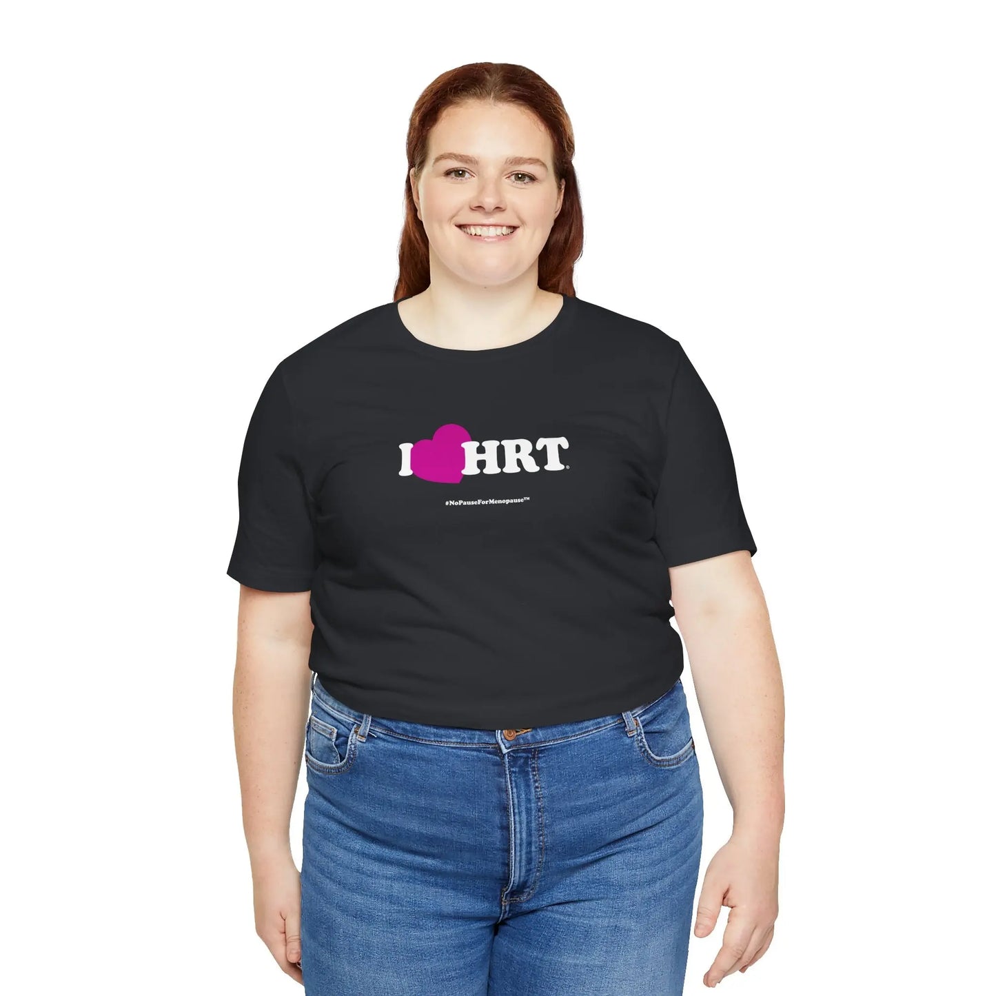 "I Heart HRT" Unisex Tee (Linear) - #NoPauseForMenopause