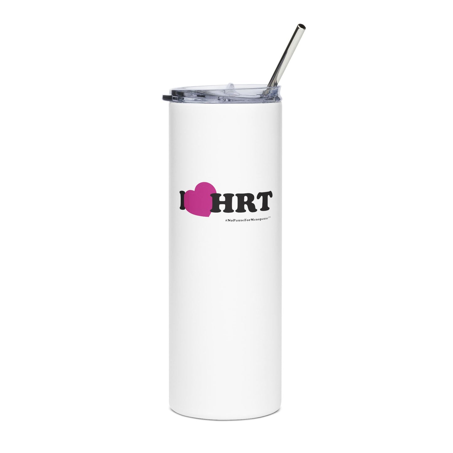 "I Heart HRT" Tumbler (Linear) - #NoPauseForMenopause