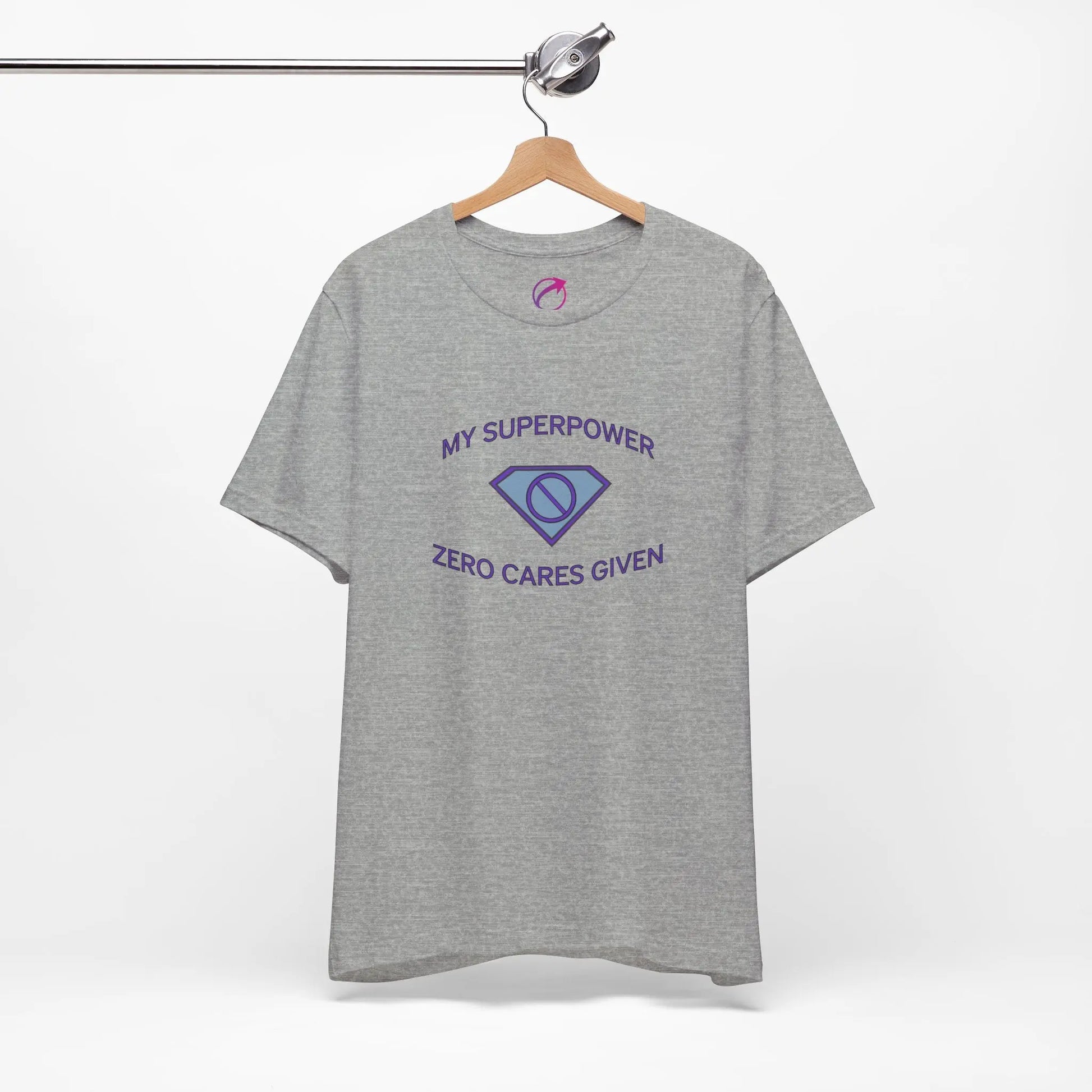 "My Superpower: Zero Cares Given" Tee (Color: Athletic Gray) - #NoPauseForMenopause