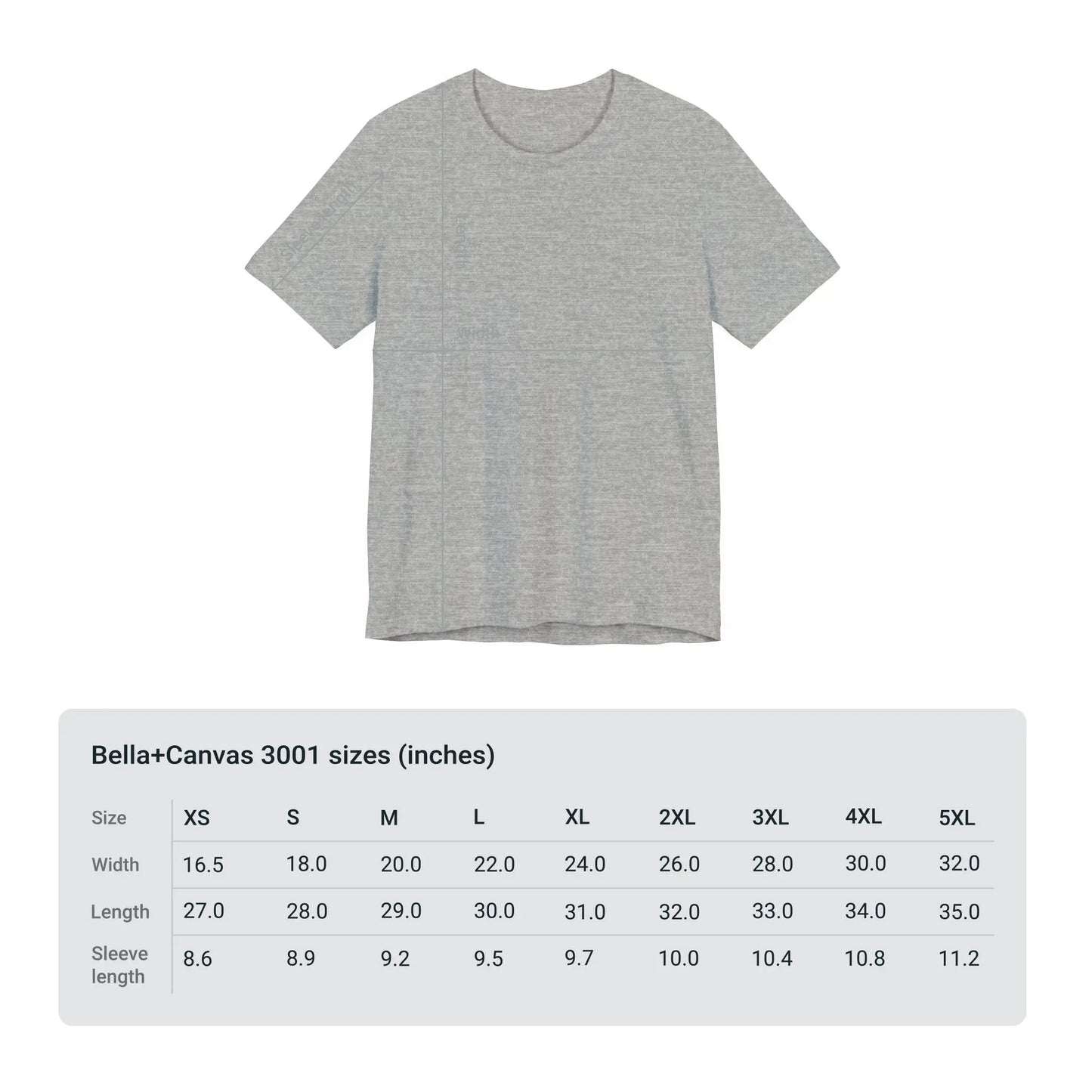 Size Chart for "I Don't Care" Unisex Tee (Color: Athletic Gray) - #NoPauseForMenopause