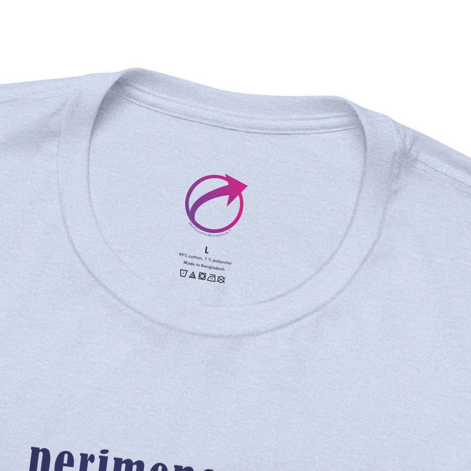 Neck Label for Perimenopause "Ride this Ride" Unisex Tee (Color: Light Blue) - #NoPauseForMenopause