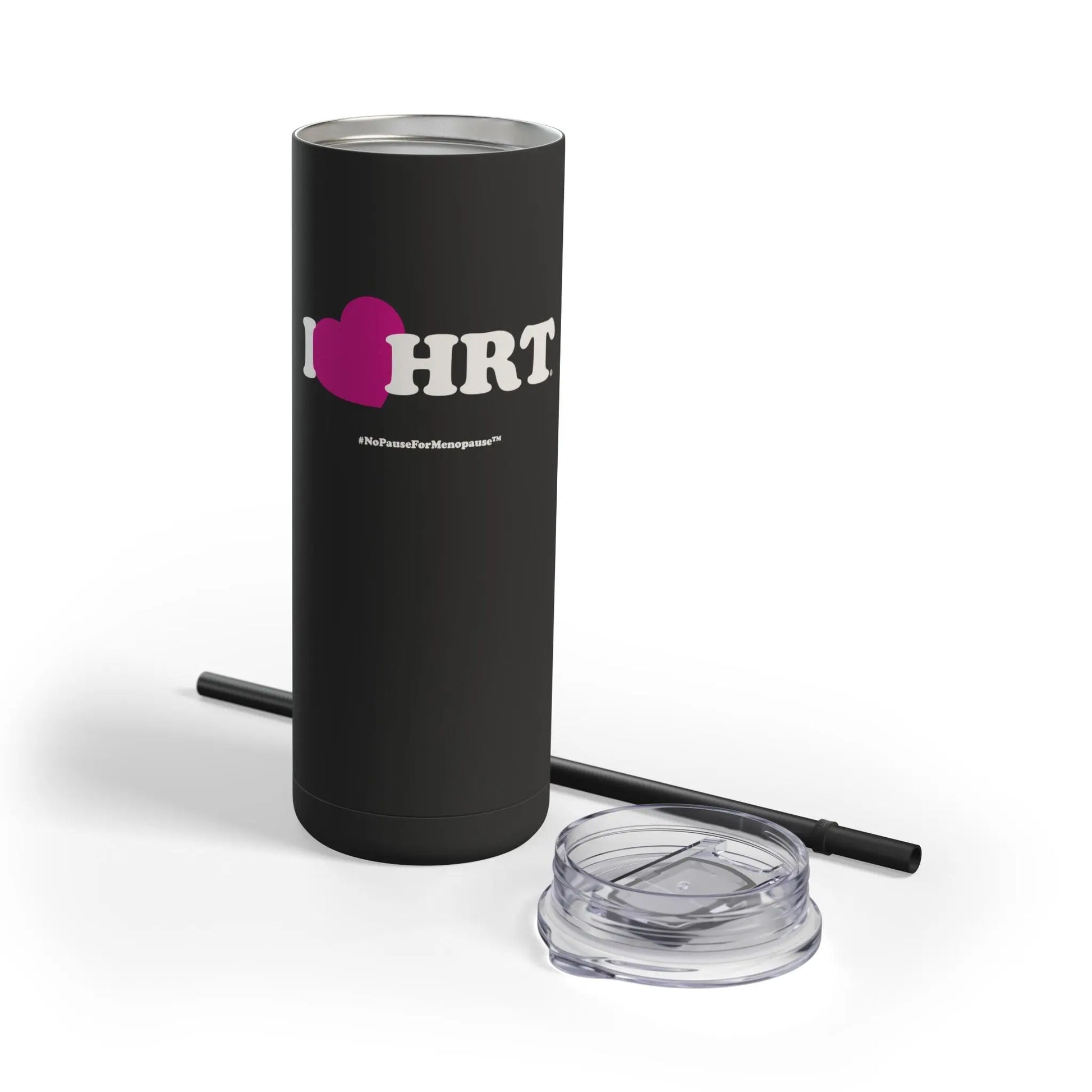 "I Heart HRT" Skinny Tumbler (Linear) - #NoPauseForMenopause