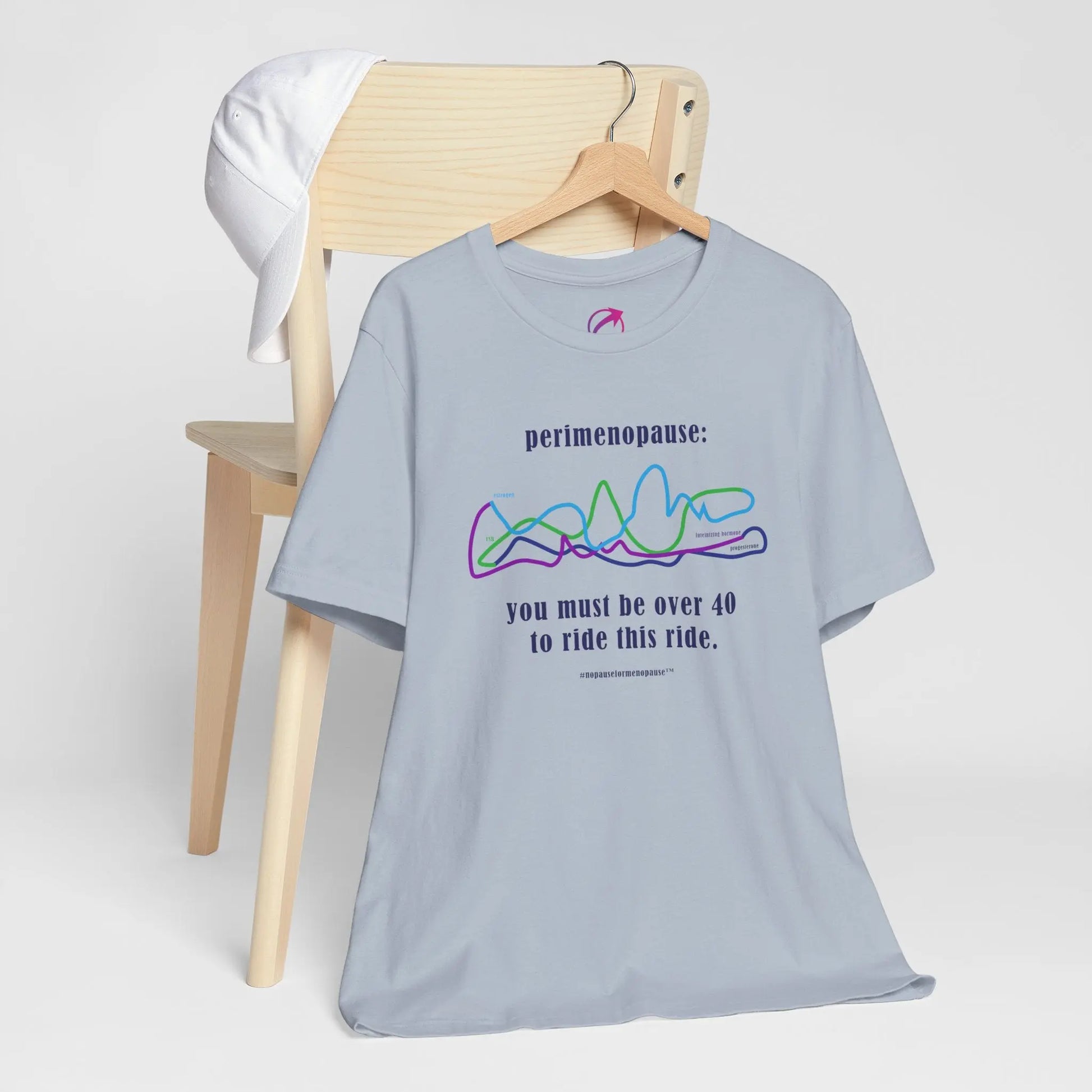 Perimenopause "Ride this Ride" Unisex Tee (Color: Steel Blue) - #NoPauseForMenopause