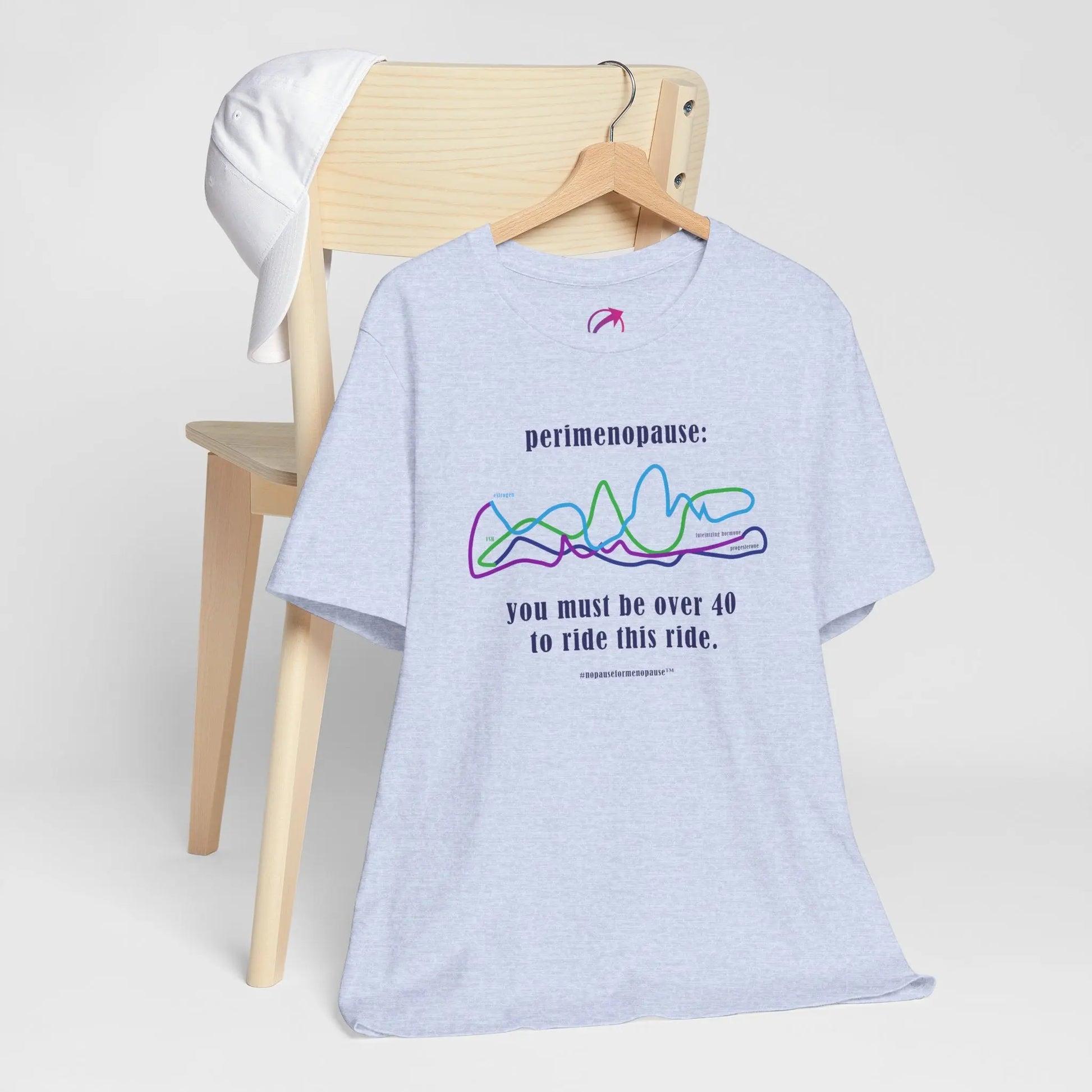 Perimenopause "Ride this Ride" Unisex Tee (Color: Light Blue) - #NoPauseForMenopause