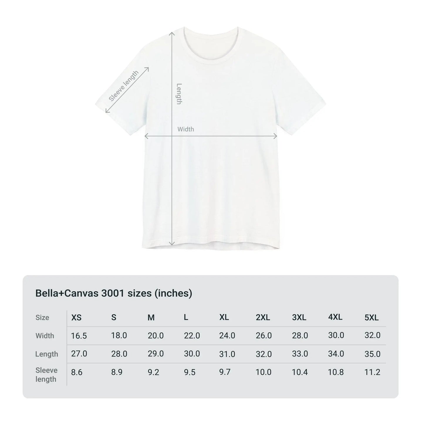 Size Chart for "I Don't Care" Unisex Tee (Color: White) - #NoPauseForMenopause