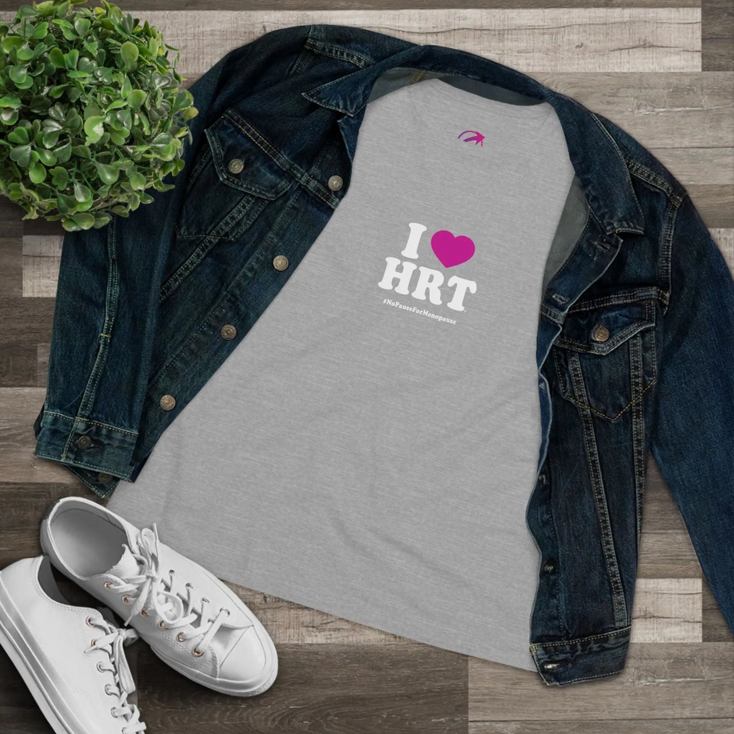 "I Heart HRT" Tee (Color: Athletic Gray) - #NoPauseForMenopause