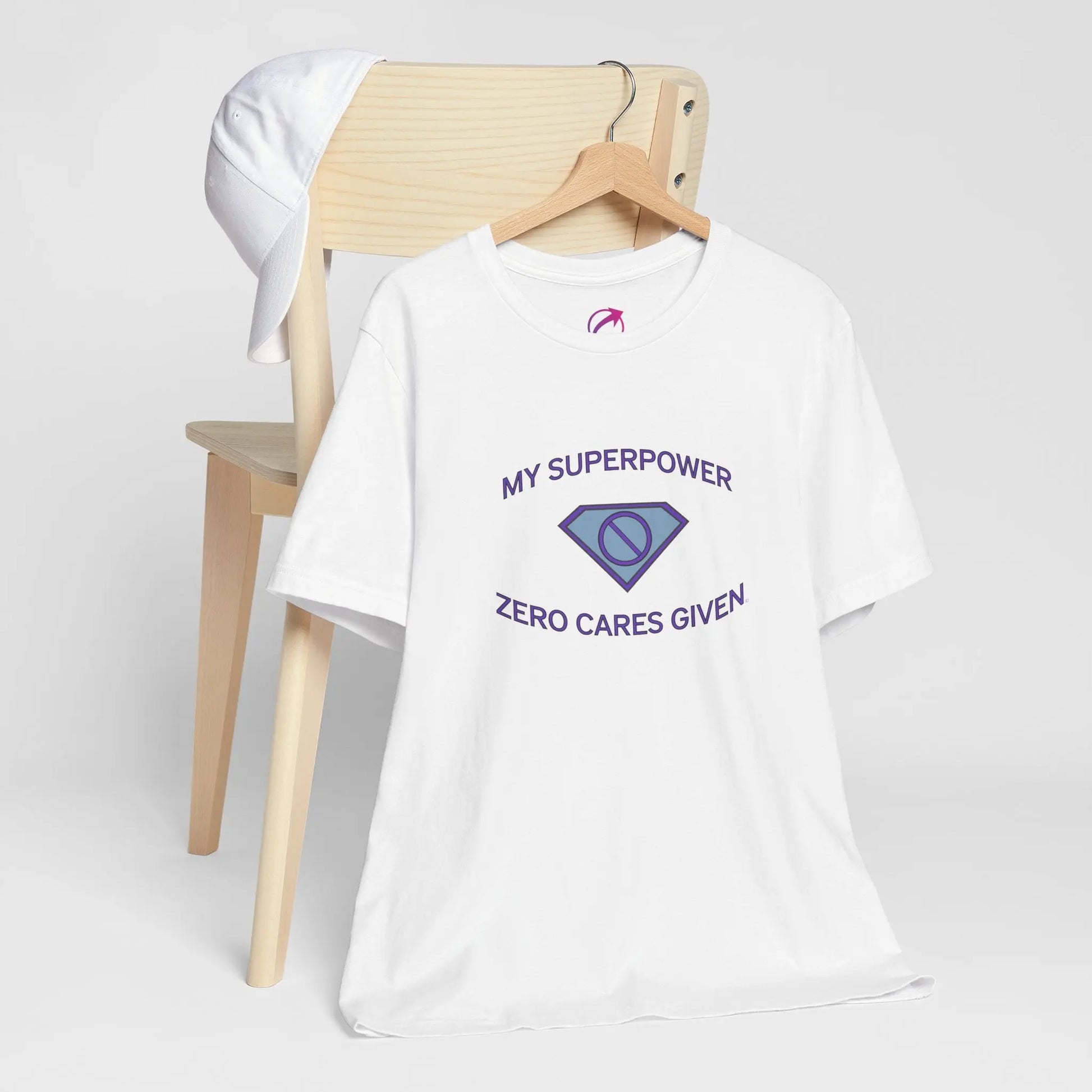 "My Superpower: Zero Cares Given" Tee (Color: White) - #NoPauseForMenopause