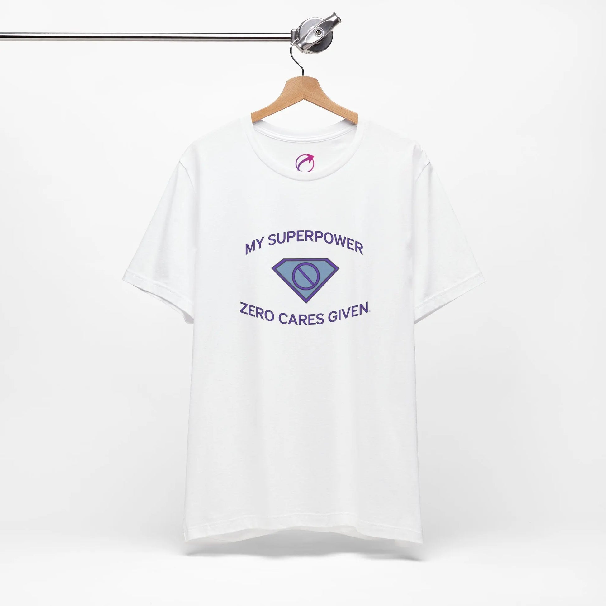 "My Superpower: Zero Cares Given" Tee (Color: White) - #NoPauseForMenopause