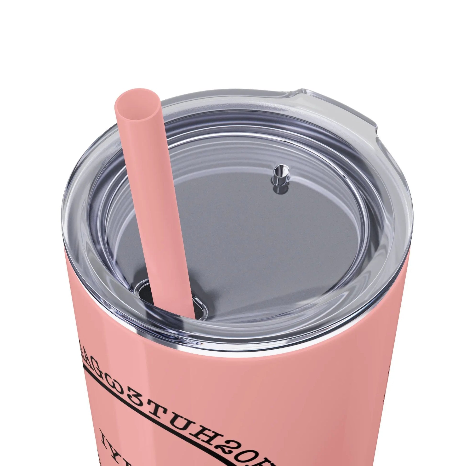 Close-Up View of Lid - "IYKYK" Skinny Tumbler with Straw (Peach) - #NoPauseForMenopause